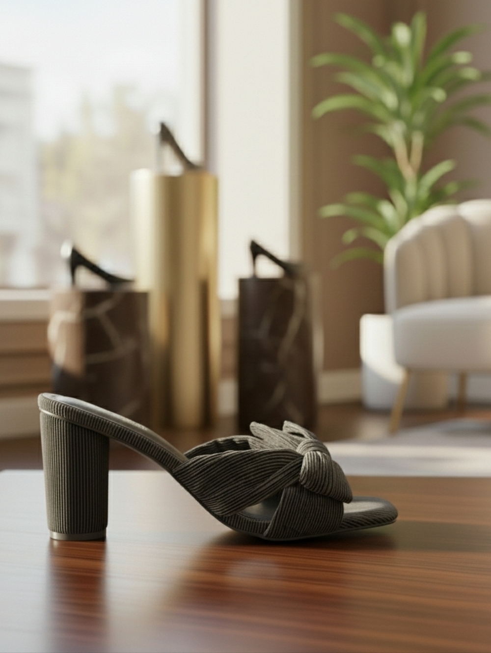 Cape Robbin Gray Knot Front Block Heel Mule - Picture 3 of 8